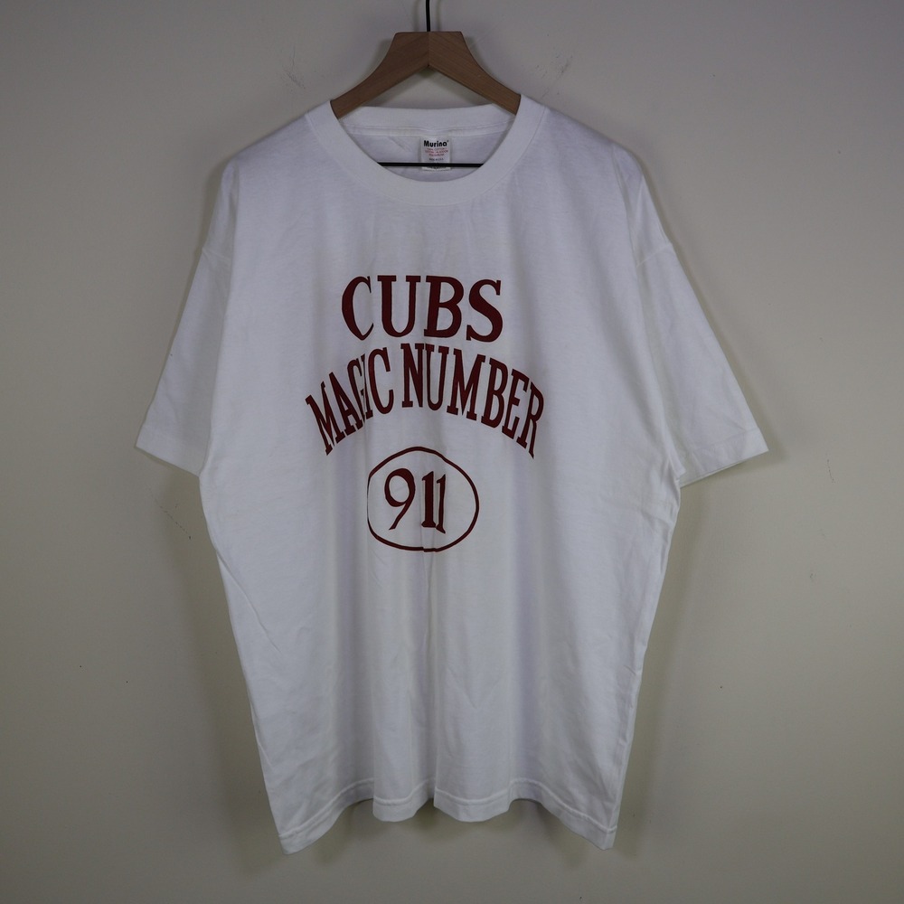 Vintage 90s Chicago Cubs Magic Number 911 T-Shirt XXL White Cotton Cubs Suck Tee